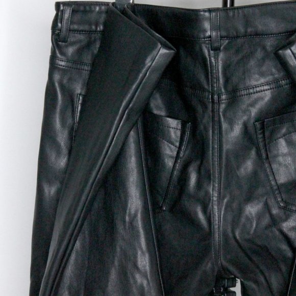 Riani Designer Black Faux Leather Pants Size 12 - Picture 8 of 16